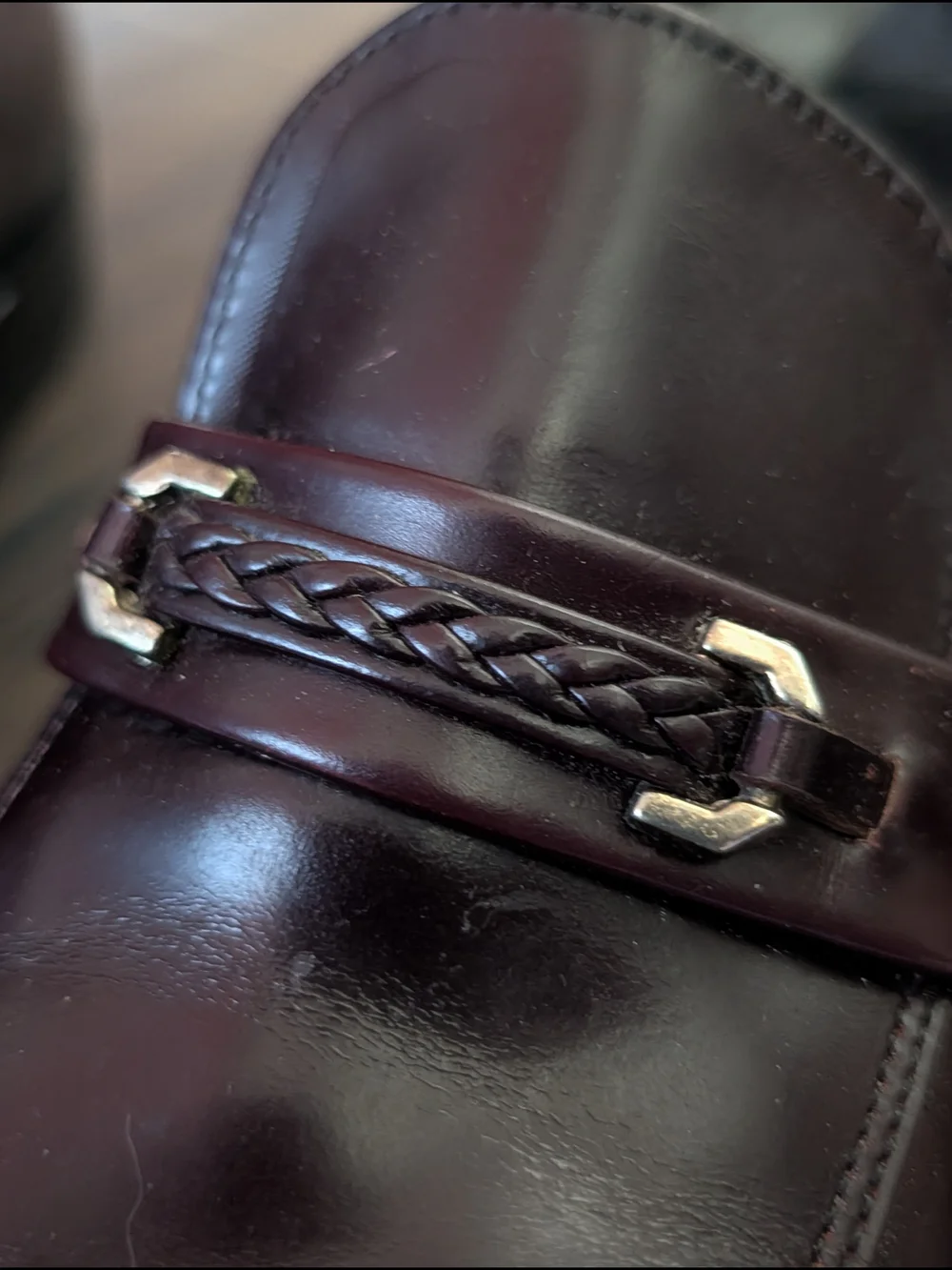 MASON EXECUTIVE IMPERIAL Plum Leather Slip-On Derbys with Bridle Detail 8.5D